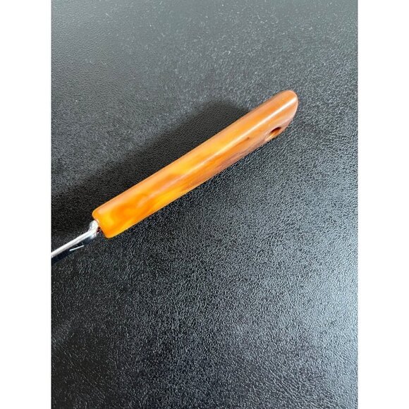 VTG Ladle Strainer Bakelite Brown Butterscotch Swirl Handle Stainless Steel MCM - Picture 14 of 16